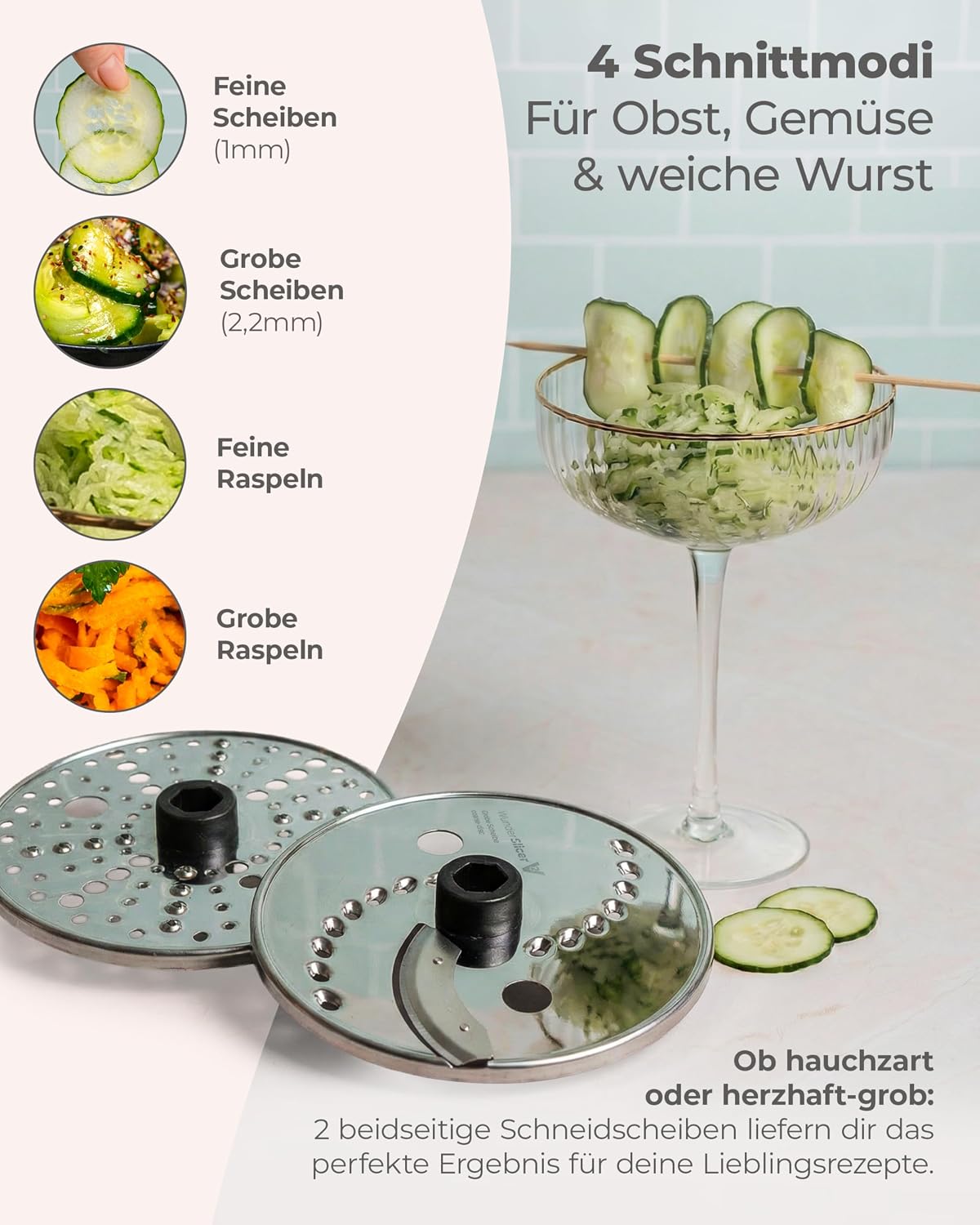 Detalle de Wundermix WunderSlicer® V2 Gemüseschneider für Thermomix TM6 & TM5 – Gemüse & Obst schneiden und raspeln