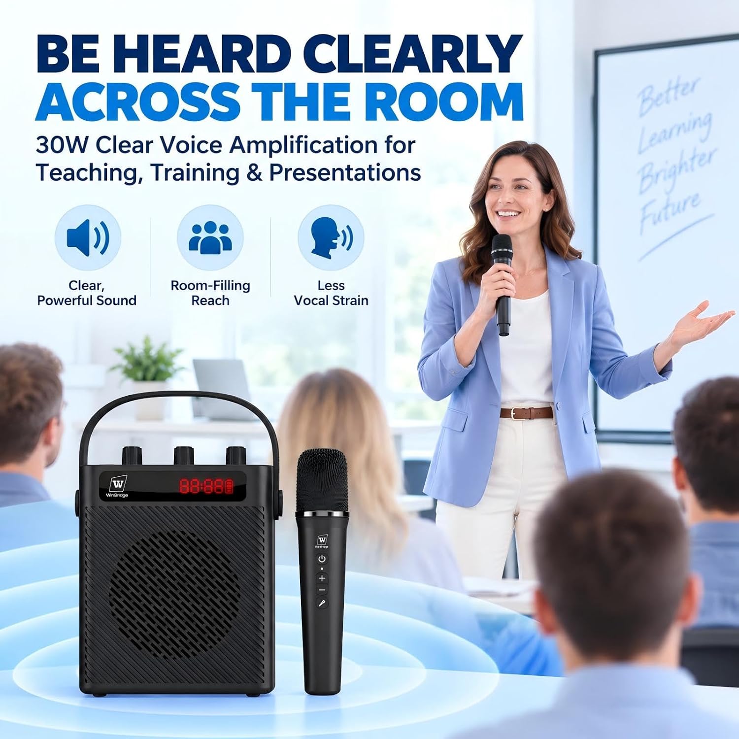 Detalle de HW HAOWORKS S93 Pro 30W Voice Amplifier with UHF Wireless Mic and Bluetooth 5.3