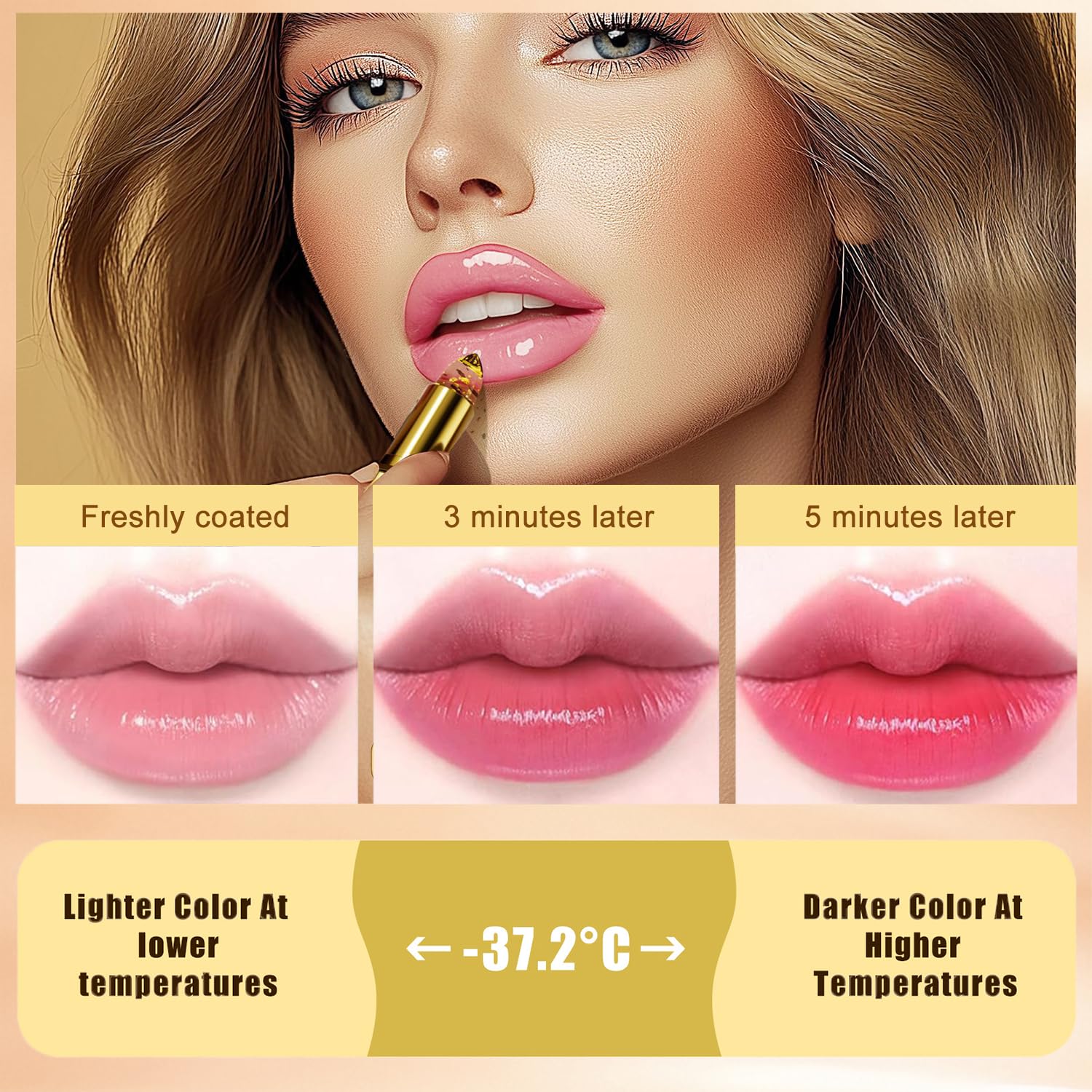 Detalle de Color Changing Lipstick: PH-Sensitive, Clear-to-Color Lip Color That Hydrates