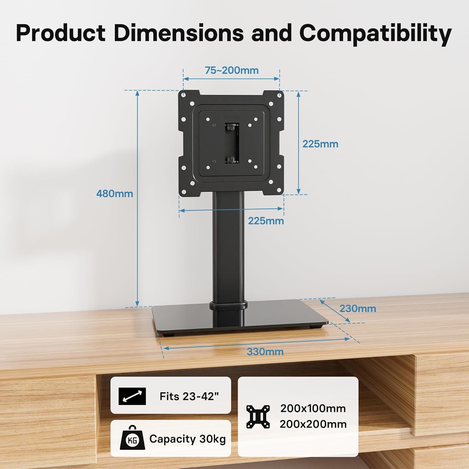 Thumbnail 5 de BONTEC Supporto TV 30 kg per schermi 23–42"