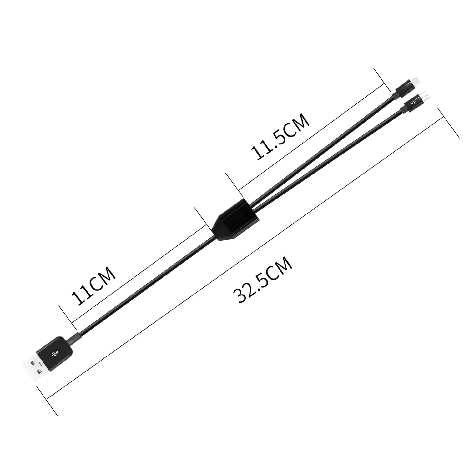 Thumbnail 6 de RIIEYOCA 1Ft Multi Charging Cable (2-in-1) – USB 2.0 A to USB-C & Micro USB splitter (Black)