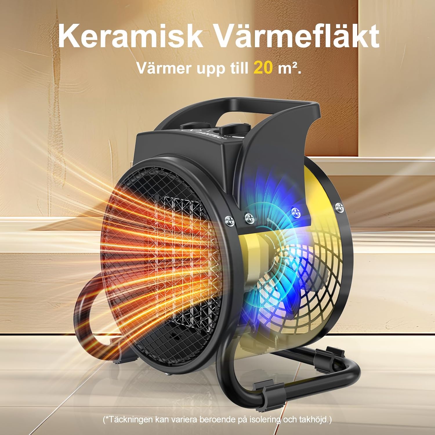 Detalle de DAHTEC BGP1506-02 keramisk värmefläkt, 2 000 W med tre lägen
