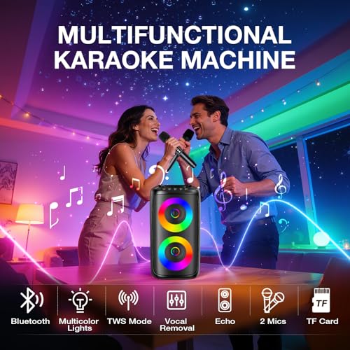 Thumbnail 1 de Dislocati Karaoke Machine 2 with 2 Wireless Microphones — 20W Bluetooth Speaker