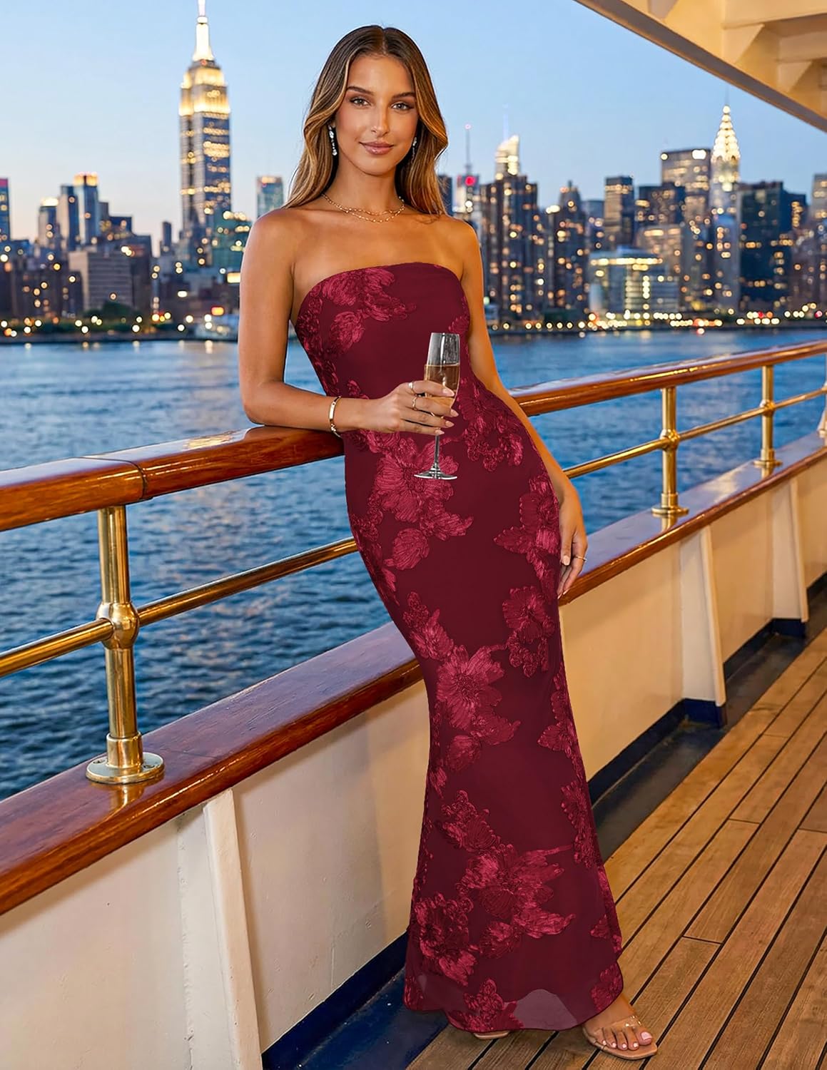 Thumbnail 5 de MEROKEETY Floral Strapless Maxi Dress — 2026 Summer Wedding Guest & Formal Eveningwear