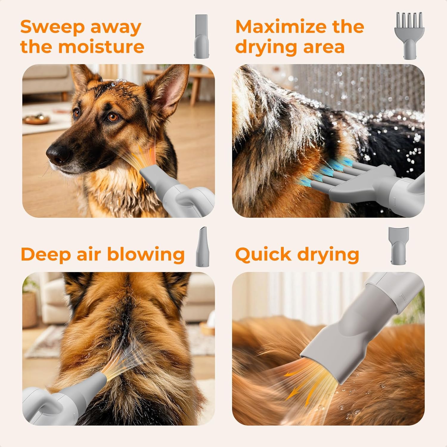 Thumbnail 6 de Pecute dog hair dryer for grooming – hot & cold cycle, variable speed and 4 nozzle attachments
