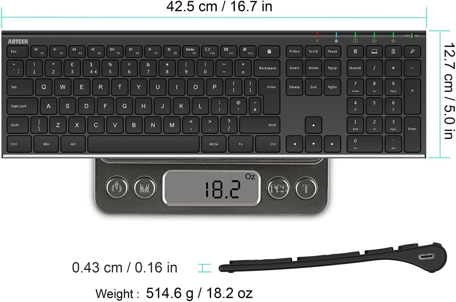 Thumbnail 5 de Arteck 2.4G Wireless Keyboard Slim Stainless Steel 2.4G