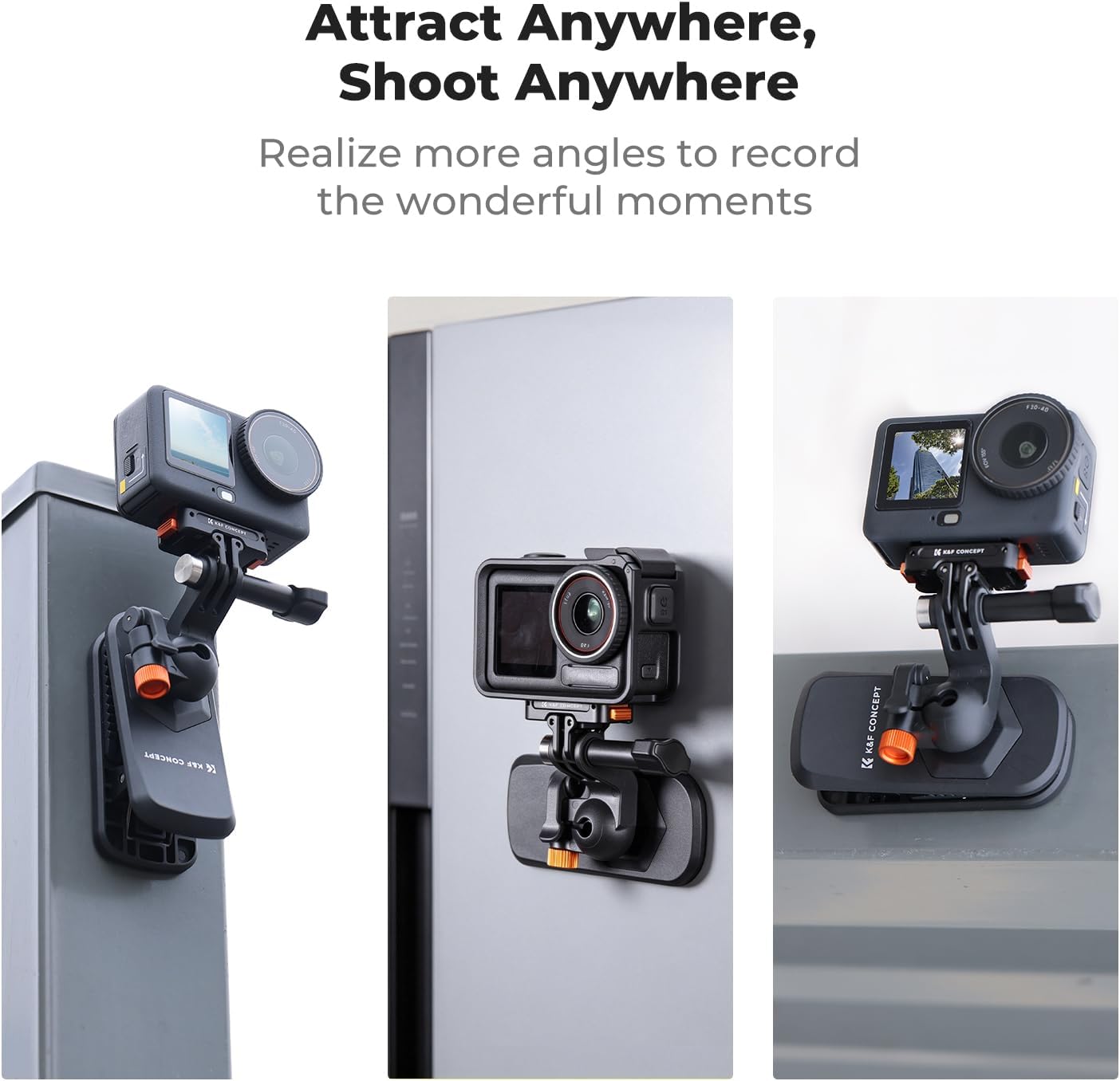 Thumbnail 3 de K&F CONCEPT Magnetic Backpack Clip Mount with 360° Ball Head – Universal Action Camera Holder