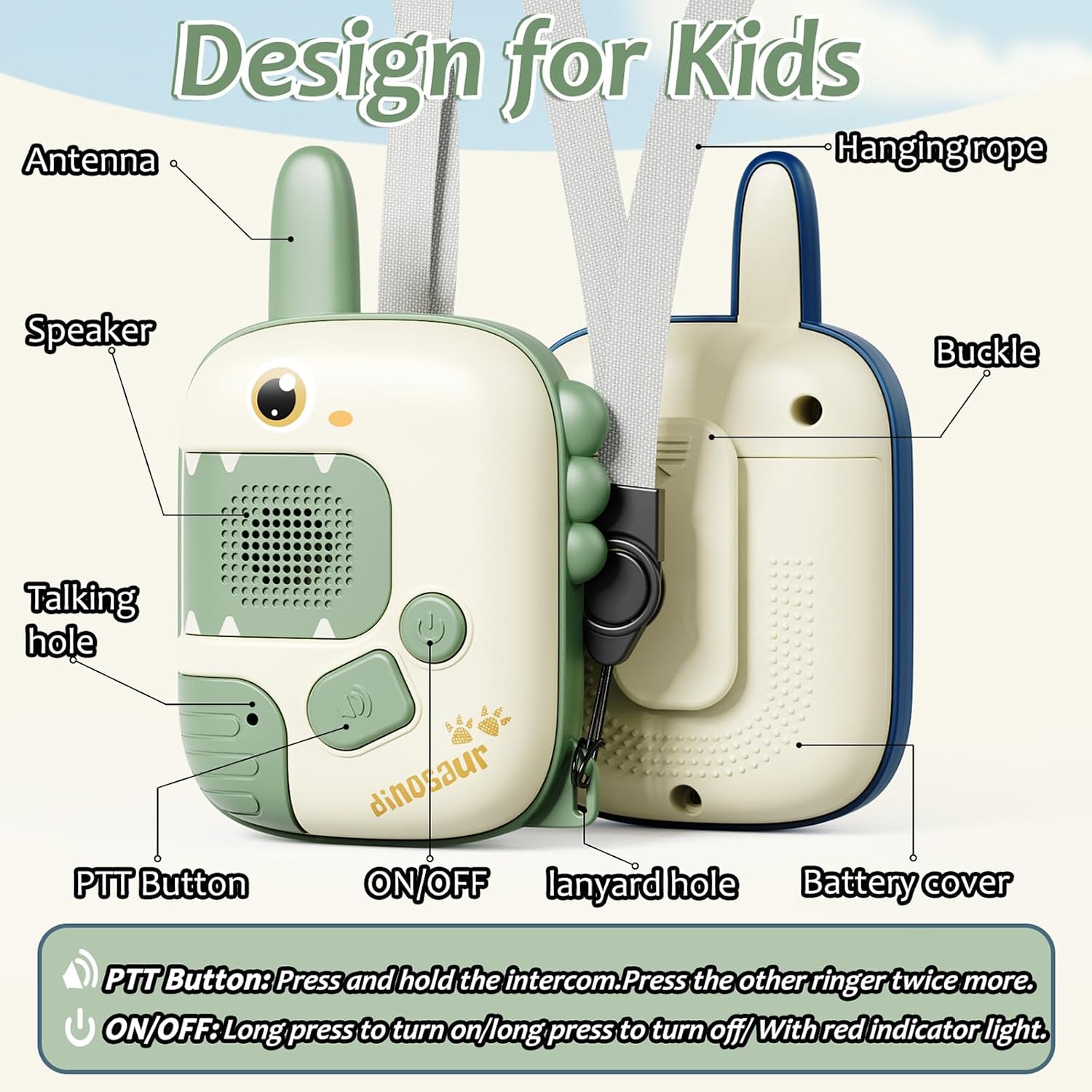 Detalle de DQMOON Dinosaur Walkie Talkies 2-pack for Kids