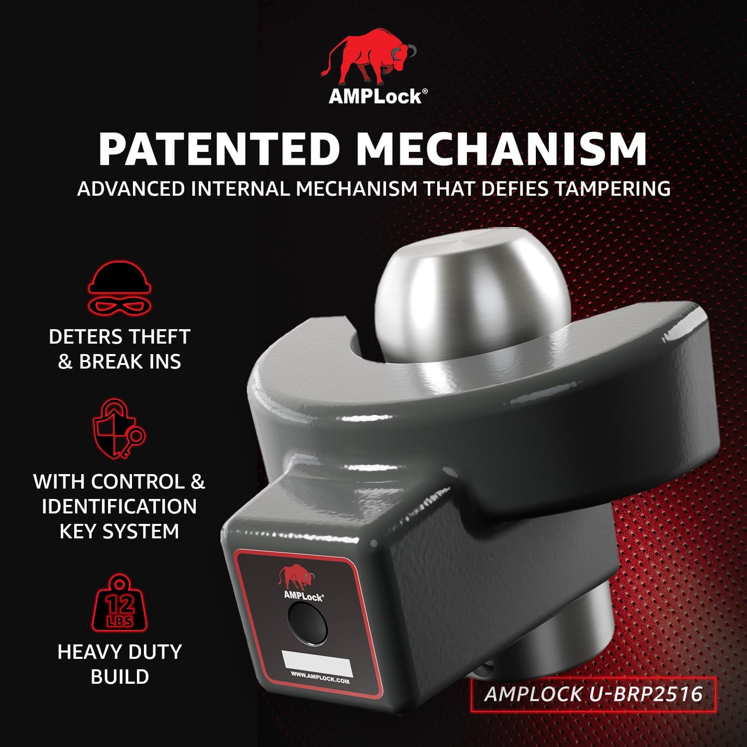 Detalle 2 de AMPLOCK U-BRP2516 Trailer Coupler Lock 2-5/16" 🔒