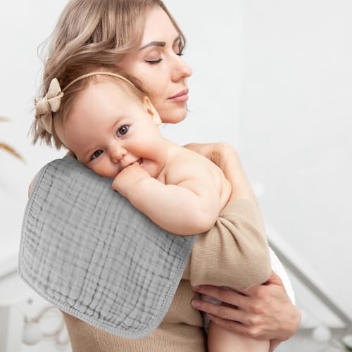 Detalle 2 de MIGIOL Baby Burp Cloths 5-Pack – 100% Cotton Muslin, 10x20 inches, Blue & Green