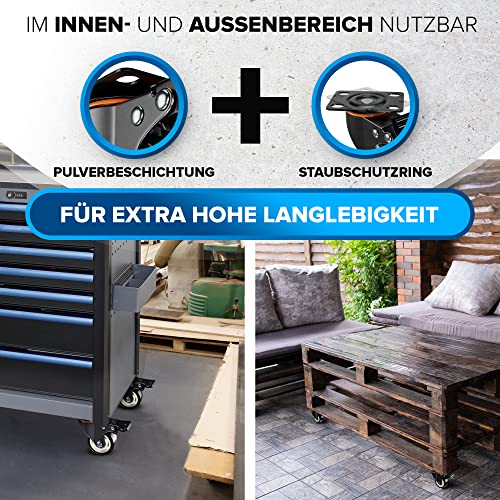 Detalle de PEARWAY Schwerlastrollen 50mm – 320 kg, 4x Bremse, leise & langlebig