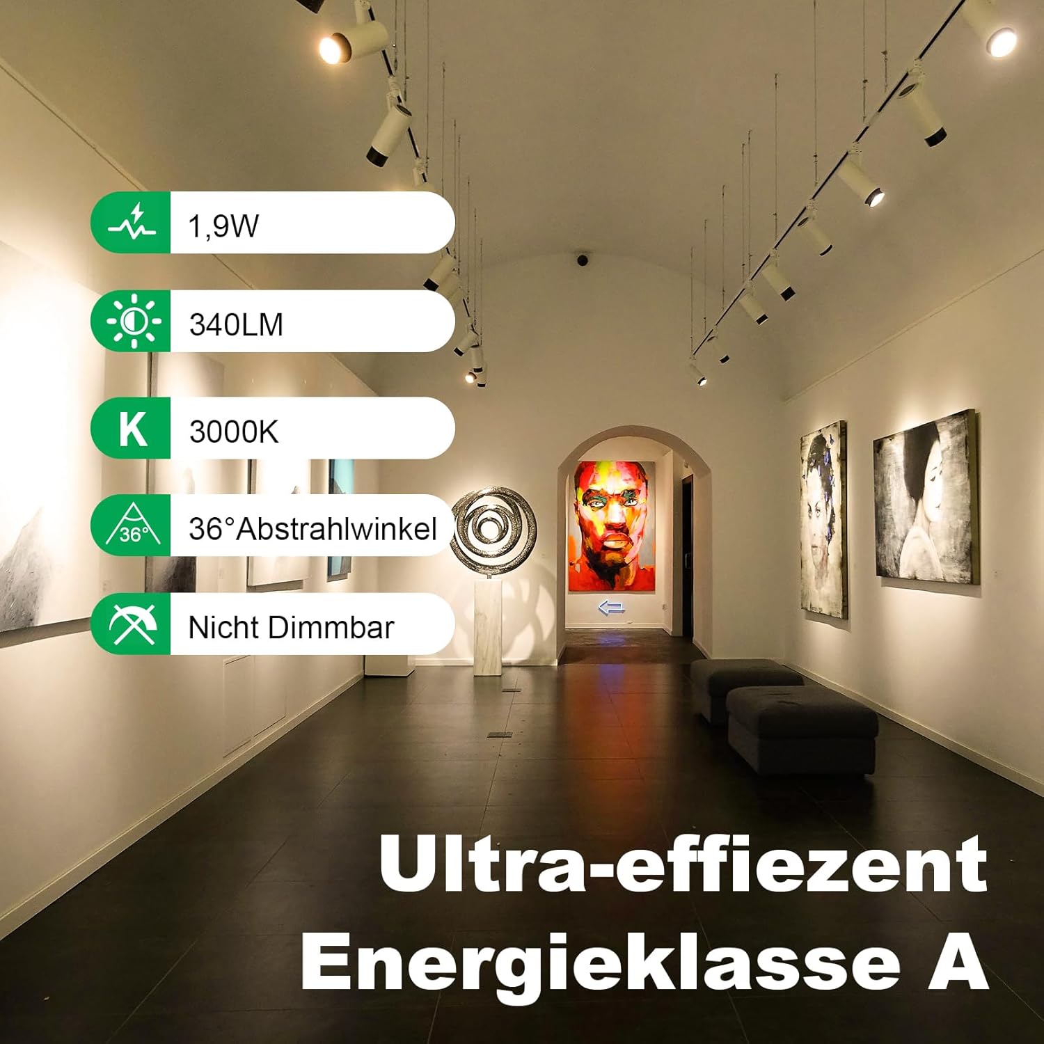 Thumbnail 2 de Wesome Lighting GU10 LED Glühbirne – 1,9 W, 340 lm, 3000 K, 36° Abstrahlwinkel, 10er-Pack