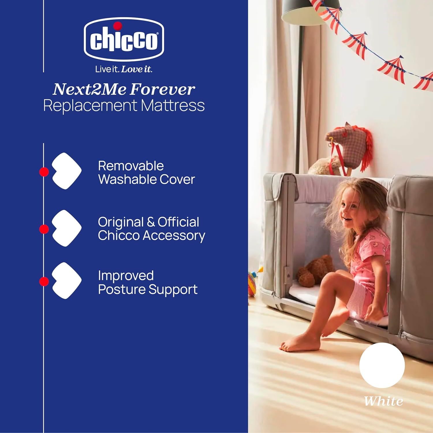 Detalle de Chicco Next2Me Forever Mattress (White) – official replacement for Forever co-sleeping cribs
