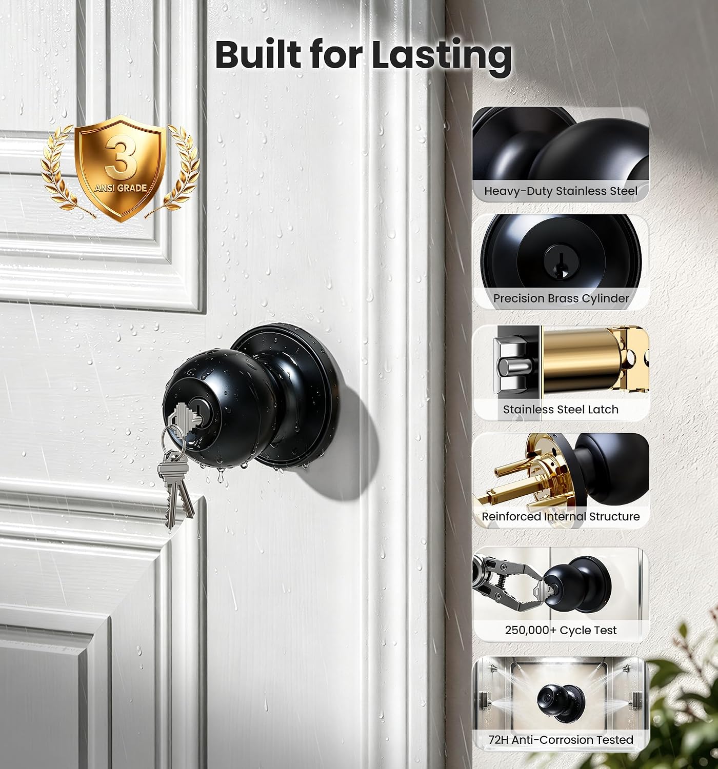 Detalle 2 de Veise Keyed Entry Door Knob Stainless Steel