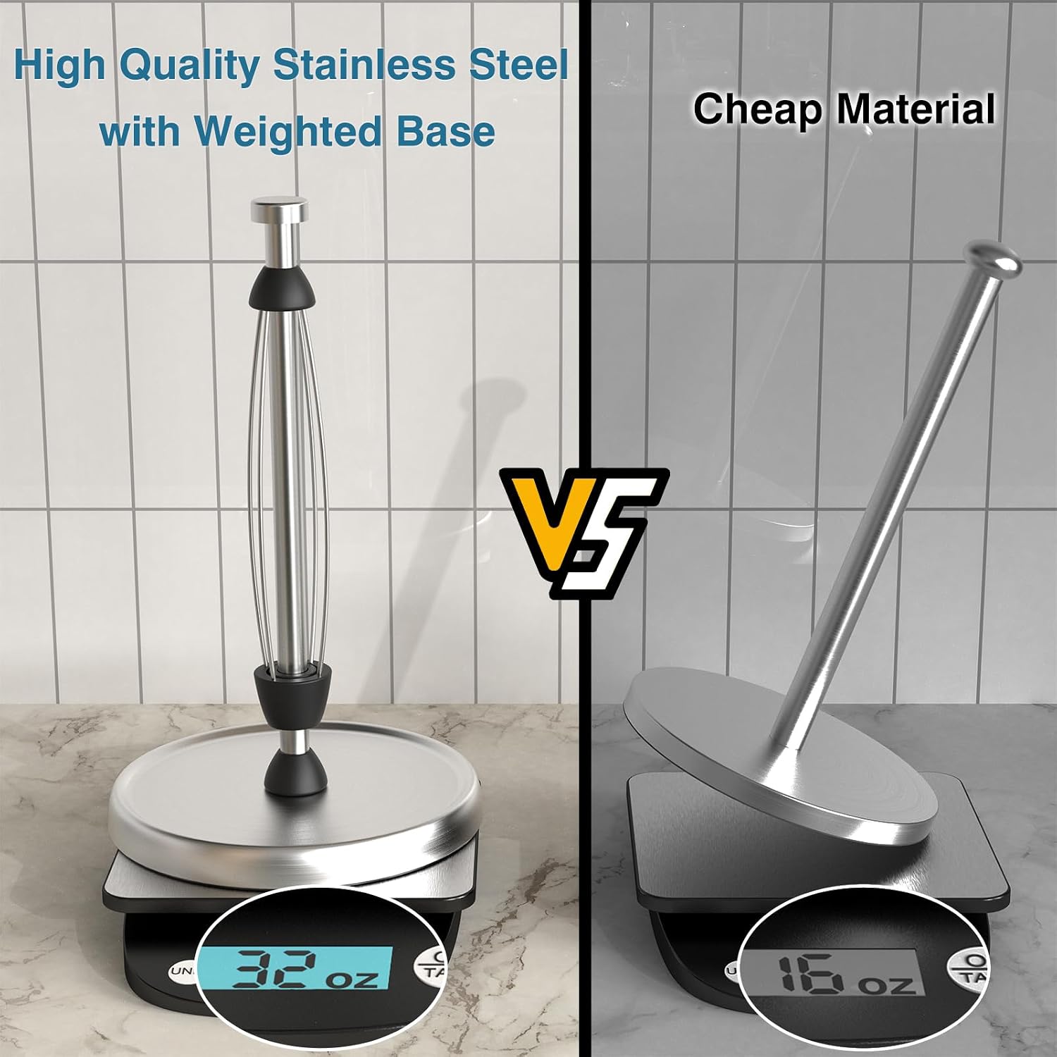 Detalle de Swaitee ACZN02S Countertop Paper Towel Holder, Stainless Steel, Silver