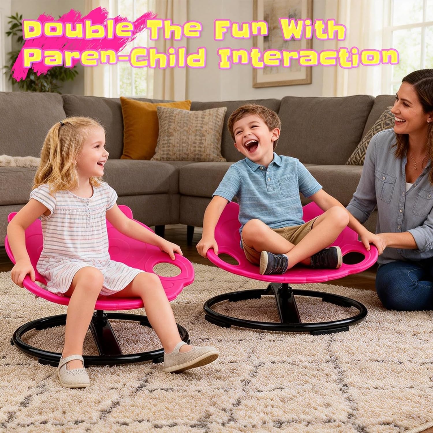 Thumbnail 6 de OLUPP Spinning Chair for Autistic Kids – Rose Red Owl Swivel Sensory Toy