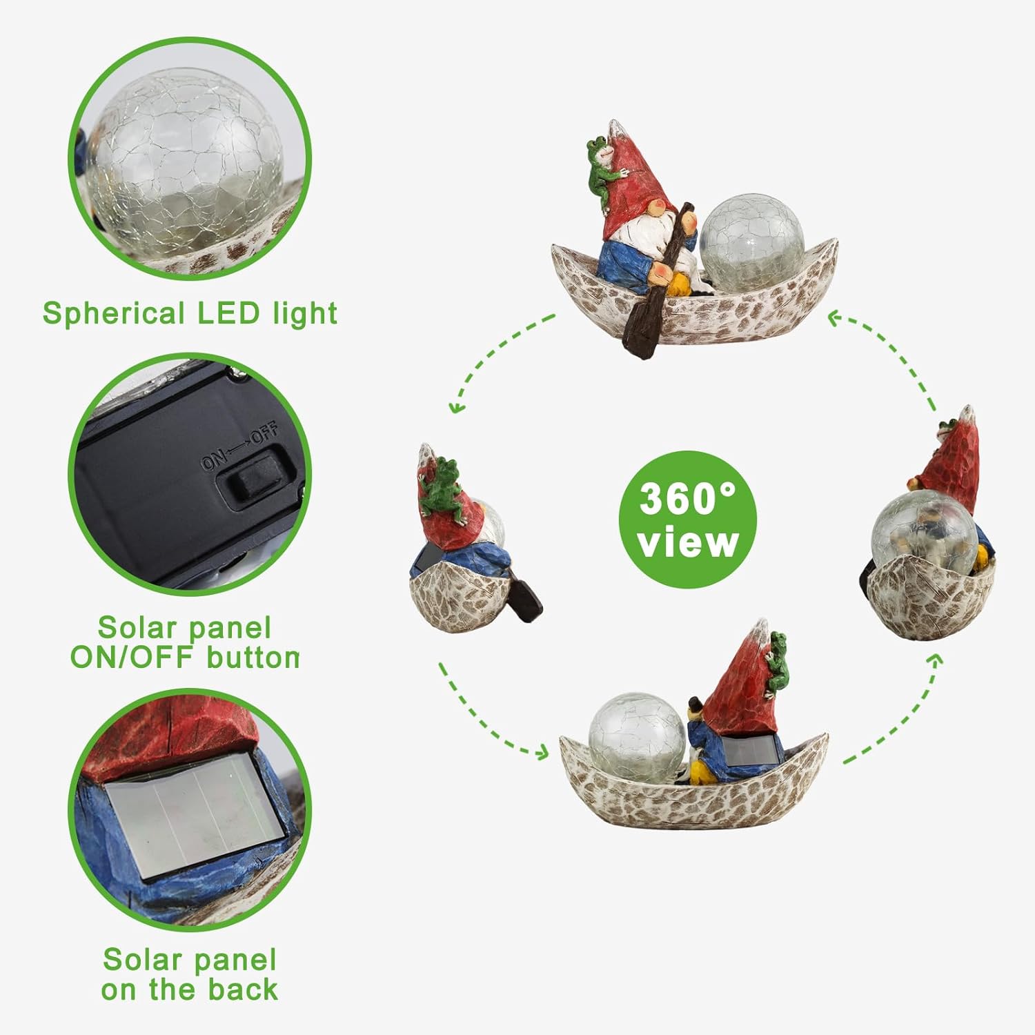Thumbnail 2 de Rezpuao Garden Gnome Statue with Solar Light: Charming Outdoor Gnome Decor for Yard & Patio