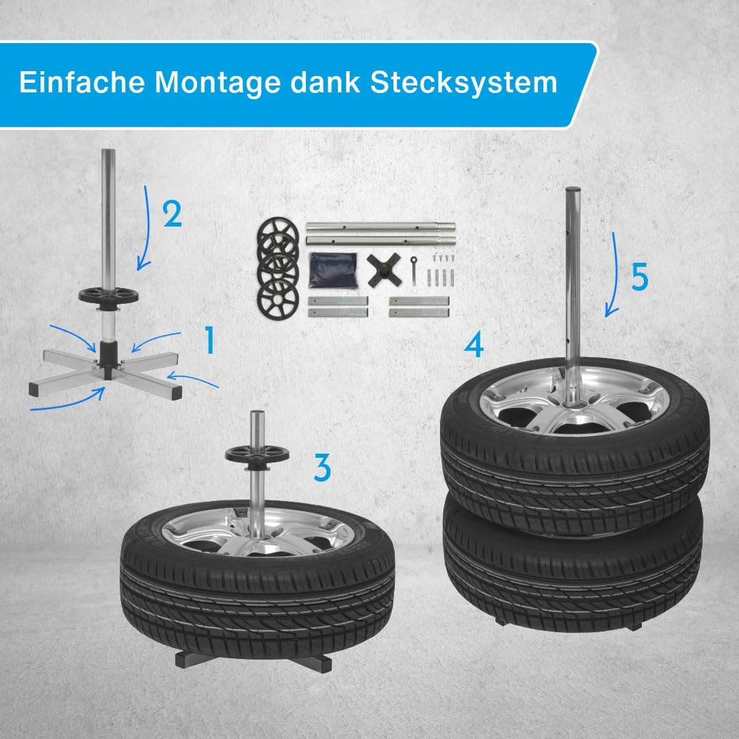 Thumbnail 3 de cartrend Felgenständer mit Reifenschutzhülle –Freistehende Reifenaufbewahrung bis 225 mm Breite