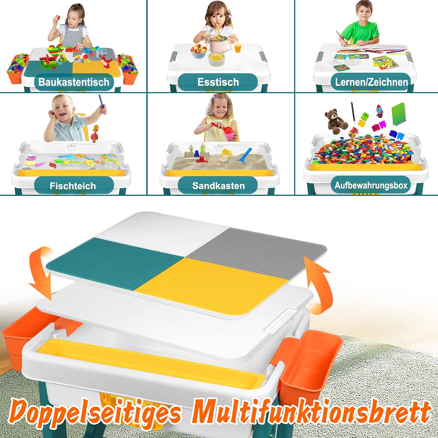 Detalle de UISEBRT HKDY-UIS-(ET01056) Children's Activity Table with 2 Chairs, Reversible Board