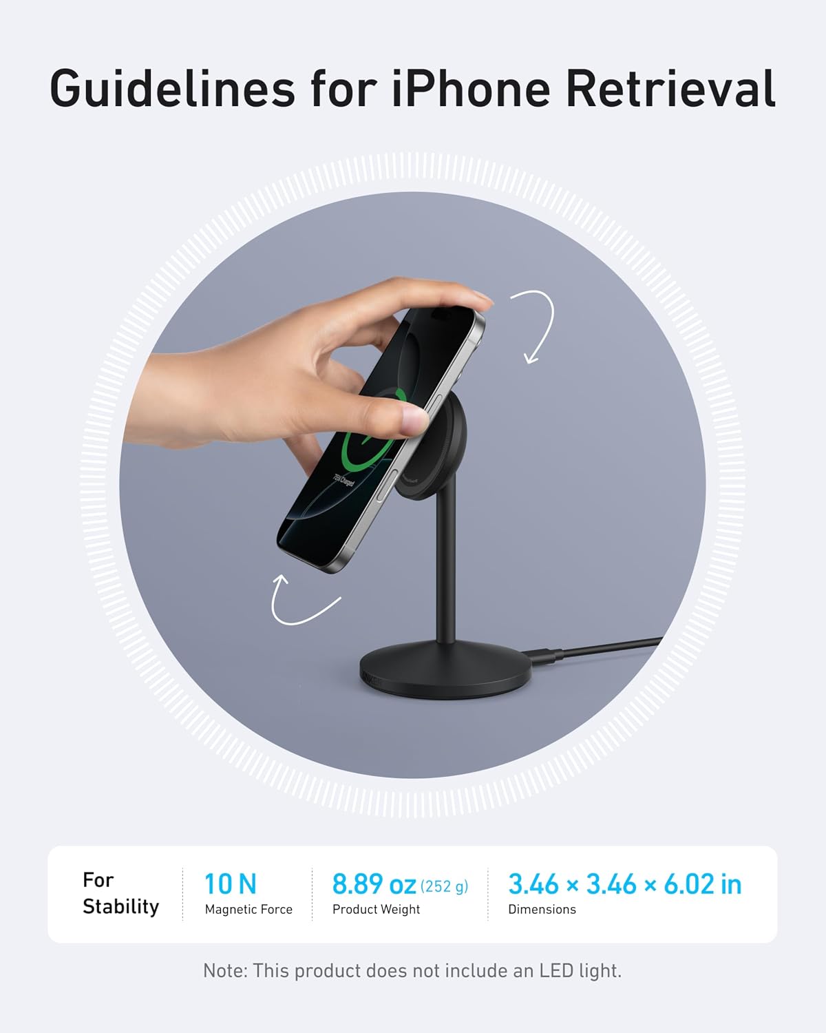 Thumbnail 5 de Anker MagGo A25X1 Qi2 15W 360-Degree Magnetic Charger Stand