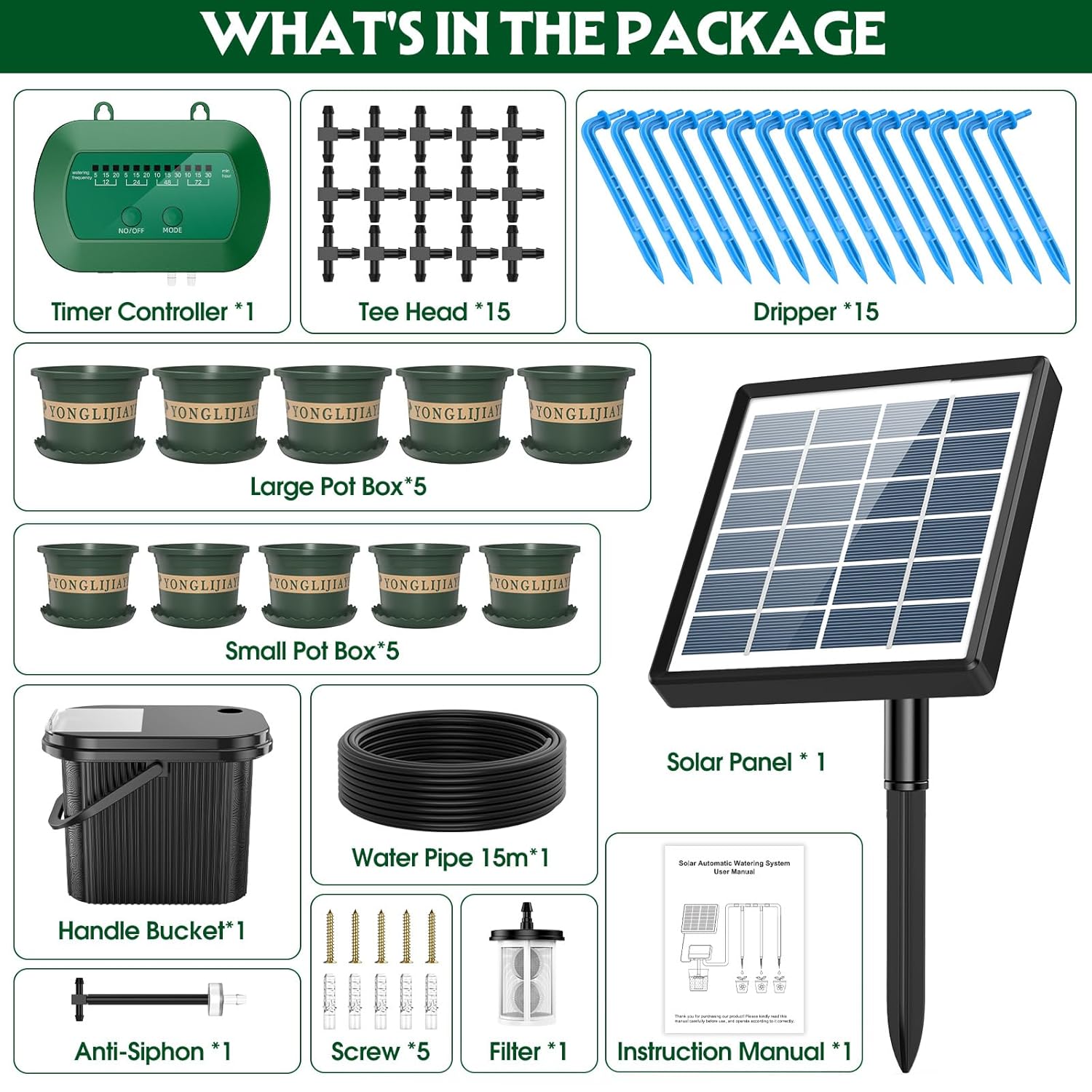 Thumbnail 5 de AnseTo Sistema di Irrigazione Solare: Kit Automatico con Serbatoio e VasiSeparati per Balcone