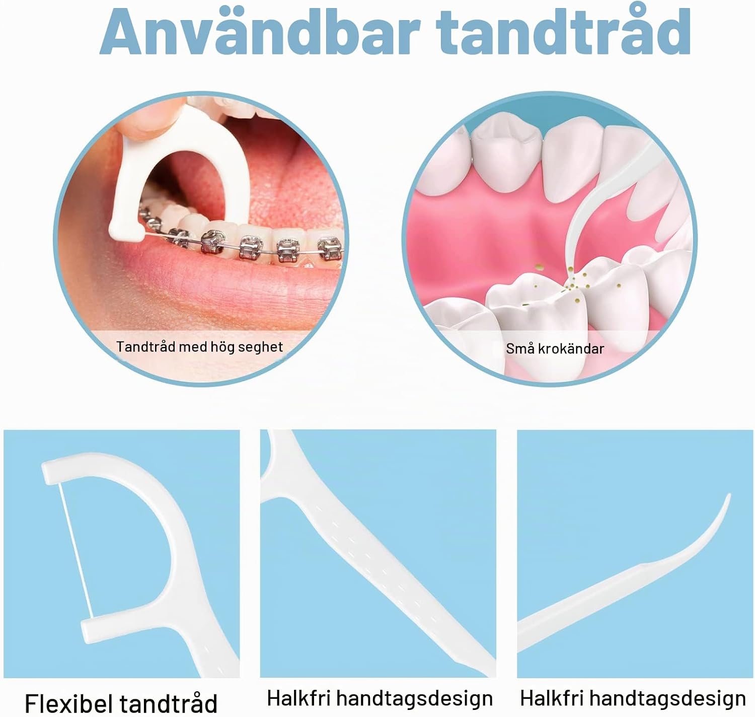 Detalle 1 de ACWOO mellanrumsborstar och tandtrådsbyglar, 60 delar i fem färger