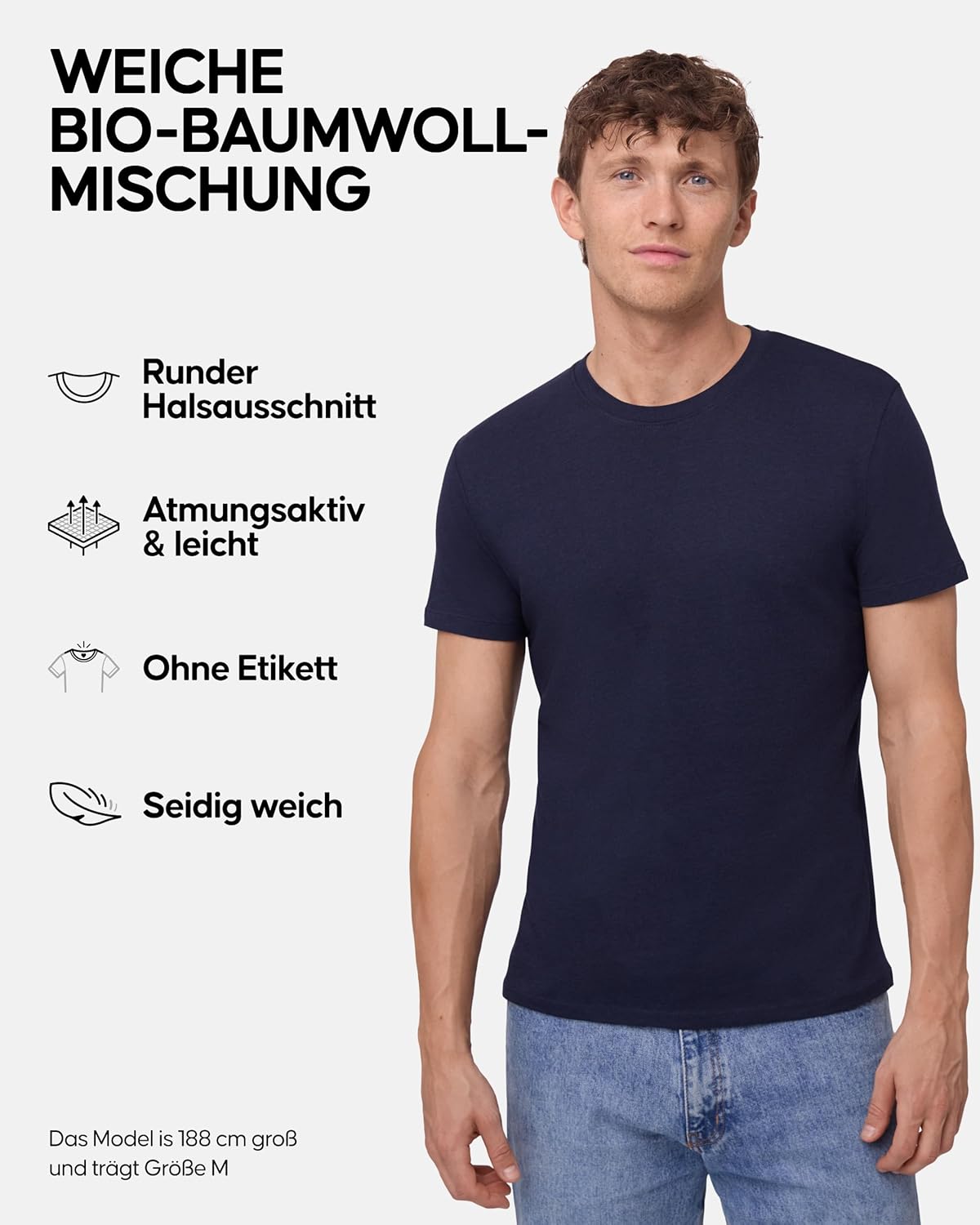 Detalle 2 de Danish Endurance Herren T-Shirt Modal 4er Pack