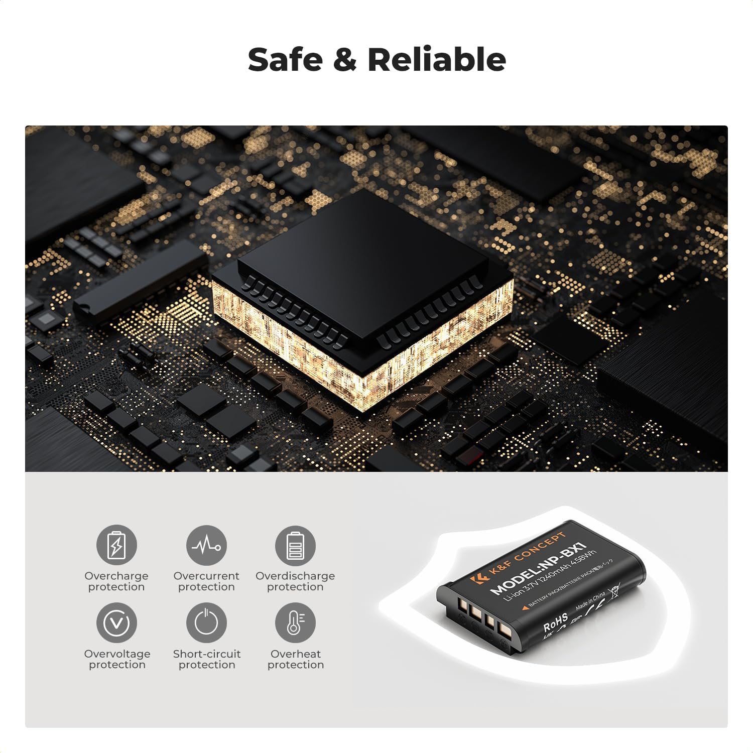 Thumbnail 4 de K&F CONCEPT 2-Pack NP-BX1 Battery and Charger Set – compatibility with Sony ZV-1, RX100 series and more