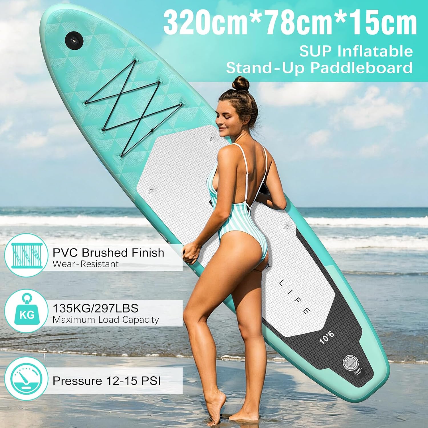 Detalle de Tavola Da Surf Gonfiabile Adulto 320 cm con Accessori: kit completo per SUP versatile