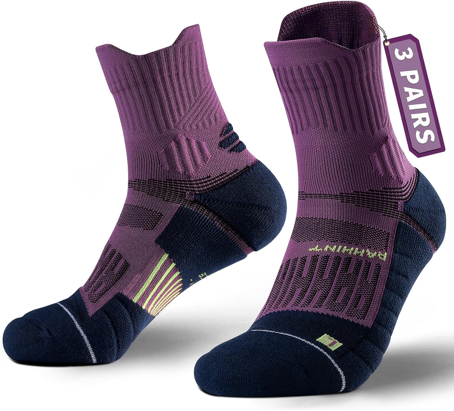 Detalle de Rahnint Coolmax hiking running quarter socks (3-pack) for long-distance comfort