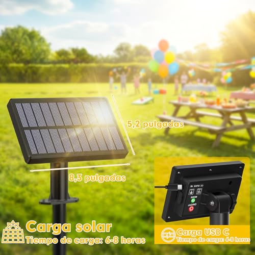 Detalle de Warlisou Guirnaldas Luces Exterior Jardin Solar - G40 14 m, 45.9 ft, 14 LEDs, IP44/IP65, Control Remoto y Carga Dual