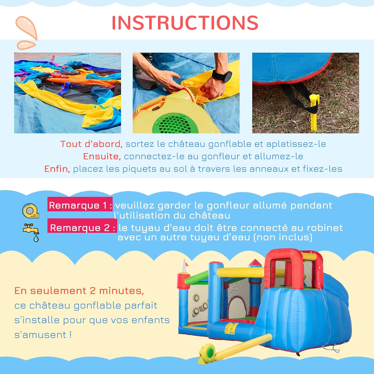 Thumbnail 4 de Outsunny Château Gonflable Aire de Jeux 390 x 300 x 197 cm