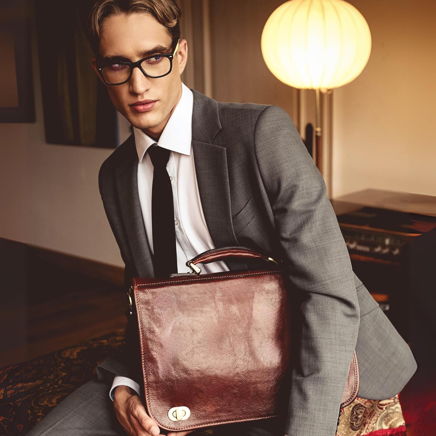 Thumbnail 2 de Time Resistance Hand Crafted Leather Messenger Bag – 15 Inch Laptop Briefcase