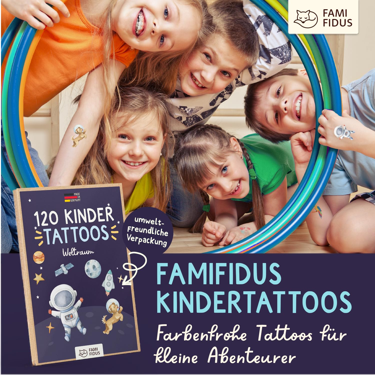 Thumbnail 6 de Famifidus 120 Kinder Tattoos hautfreundlich – Dermatologisch getestet, Made in Germany