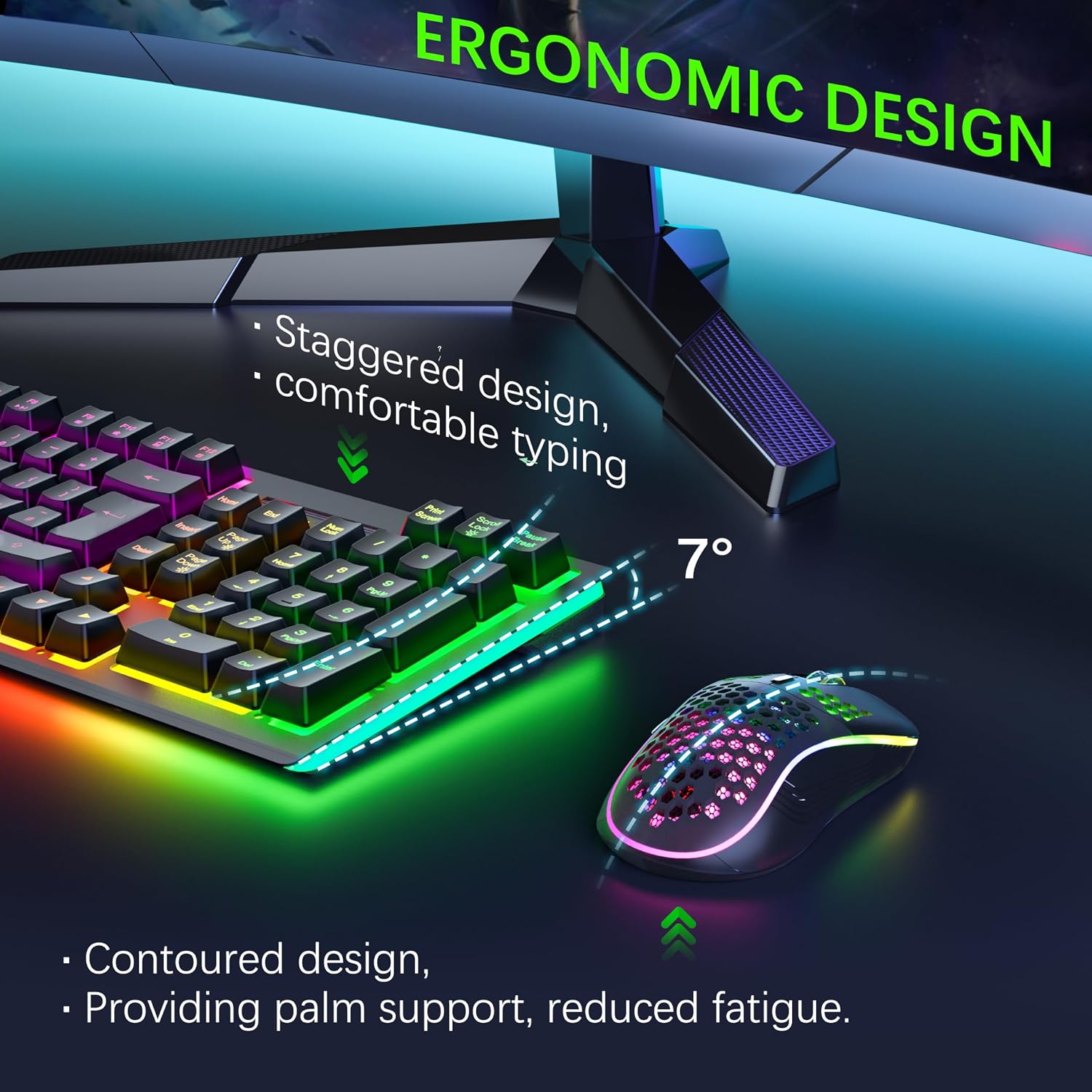 Thumbnail 4 de MOOJAY Wireless Keyboard and Mouse RGB Backlit Combo
