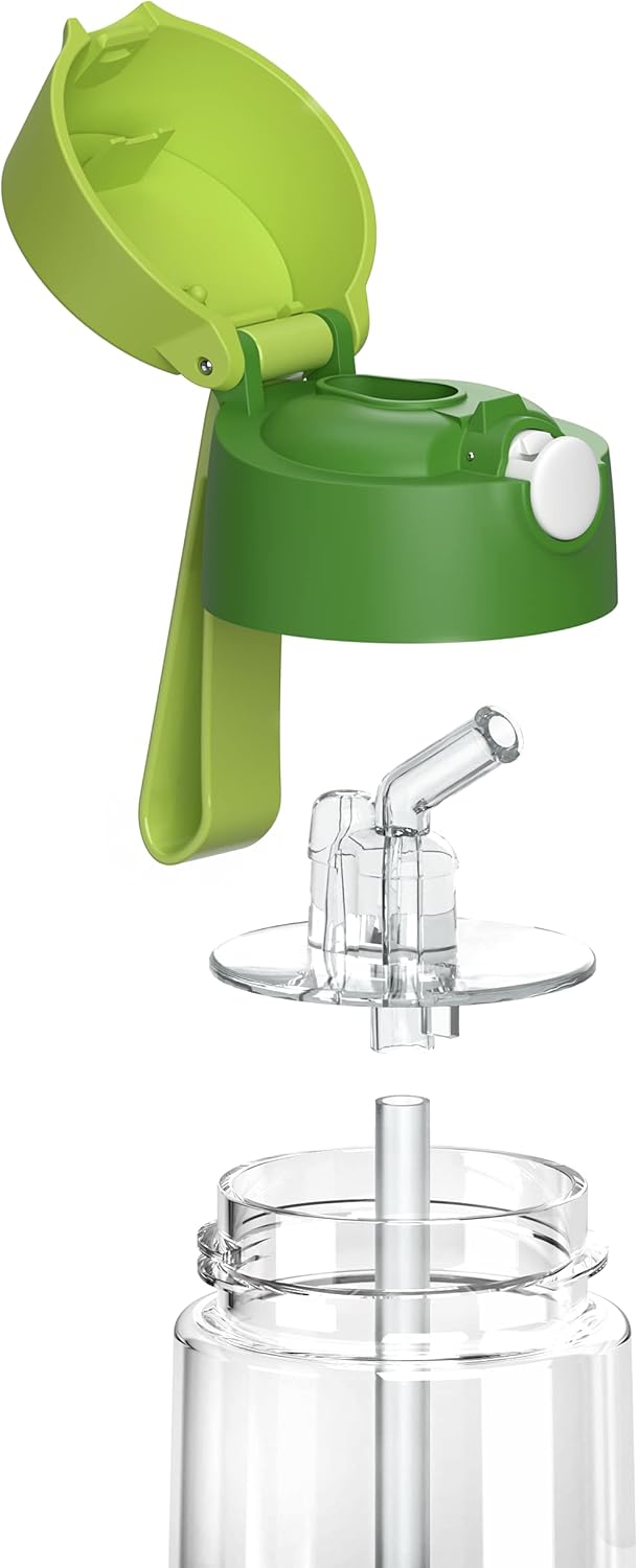 Detalle de JARLSON Borraccia Bambini EMI 500ML – Borracce Antigoccia con Cannuccia, Lavabile in Lavastoviglie, Senza BPA e ftalati (Verde)