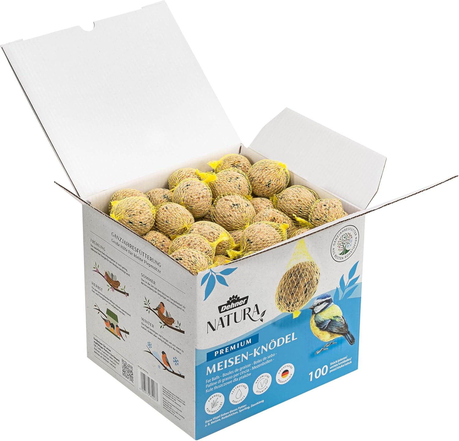 Detalle 2 de Dehner Natura Premium palline per cinciallegre con rete – 100 pezzi da 90 g