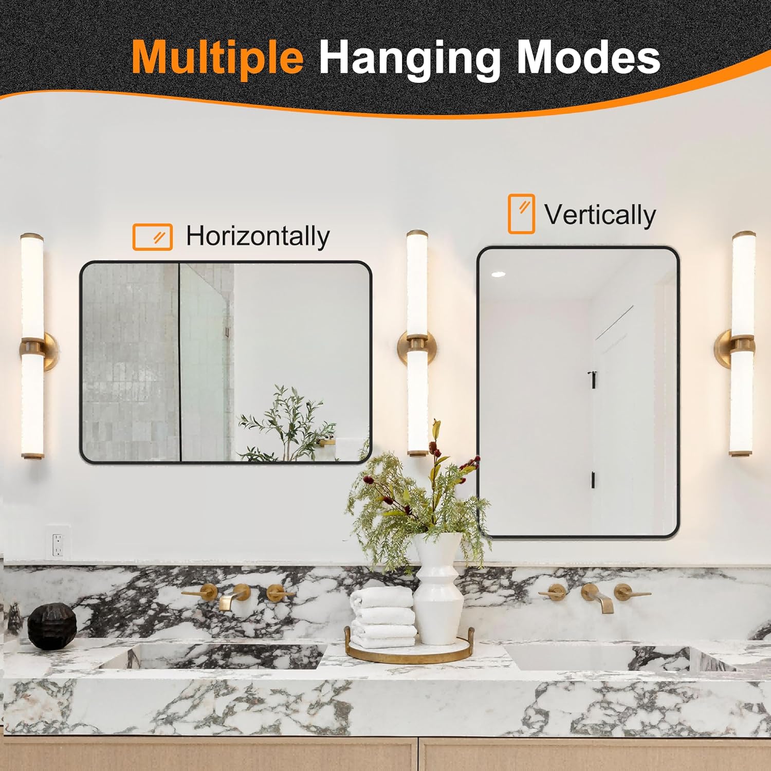 Thumbnail 6 de Delma Bathroom Vanity Mirror (Black Frame) – HD Reflection, Unbreakable Wall Mirror, 30x20