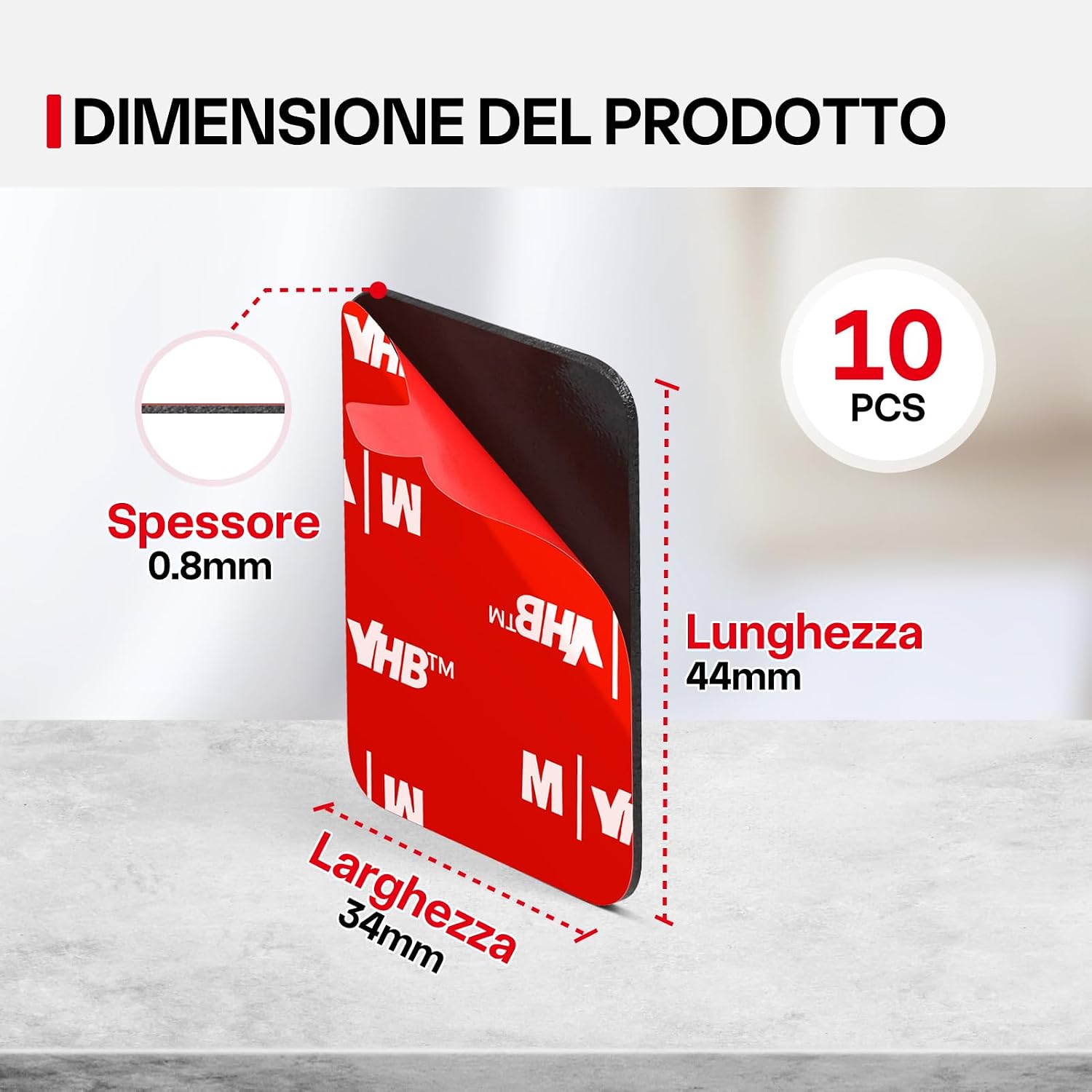 Detalle de FIXCHORD Tampone impermeabile biadesivo extra forte, 10 pezzi (44 × 34 mm) per auto, casa e videocamere d’azione