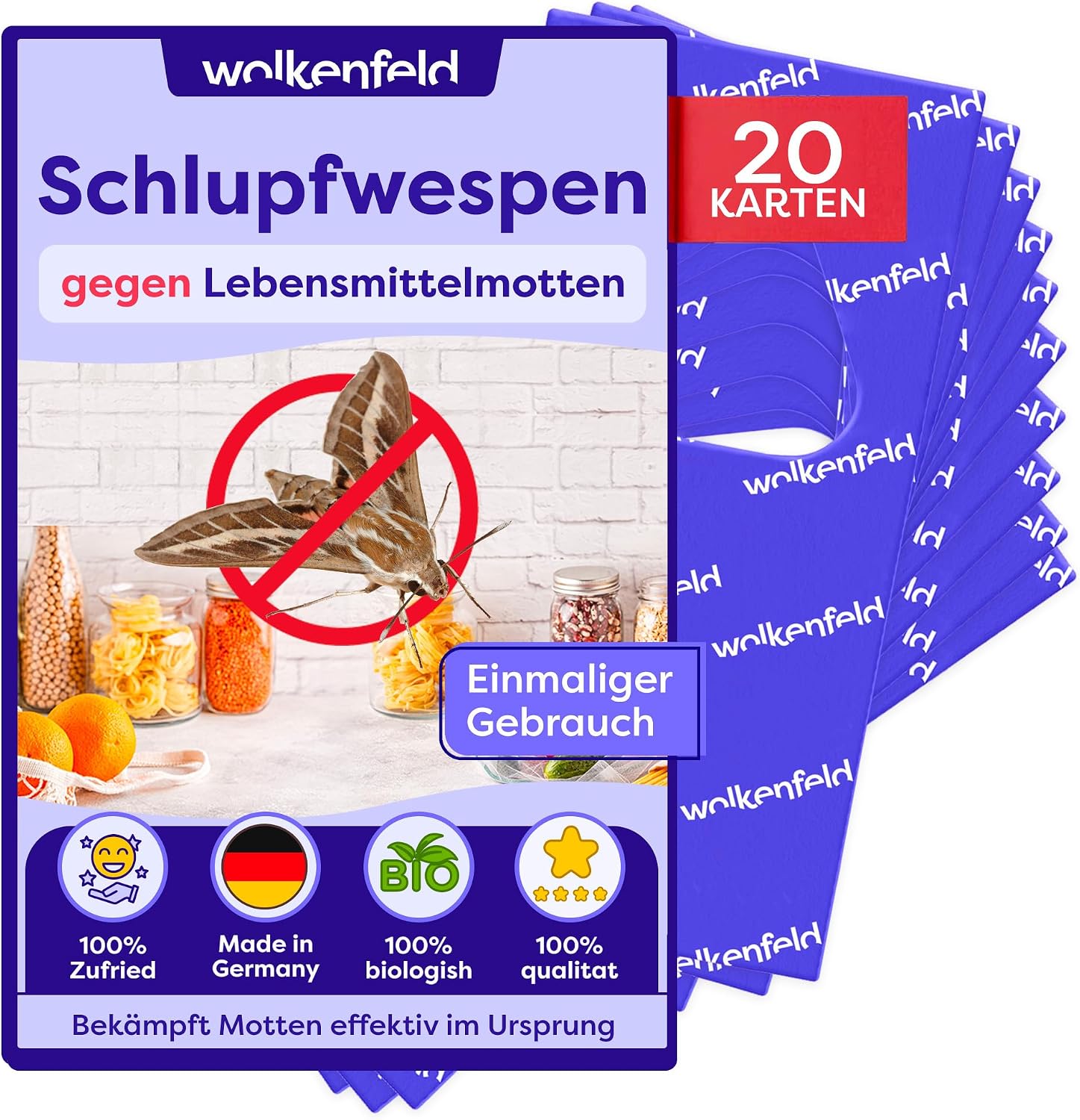 Thumbnail 1 de Wolkenfeld Schlupfwespen gegen Lebensmittelmotten – 4 Karten mit 1 Lieferung, natürliche Mottenbekämpfung