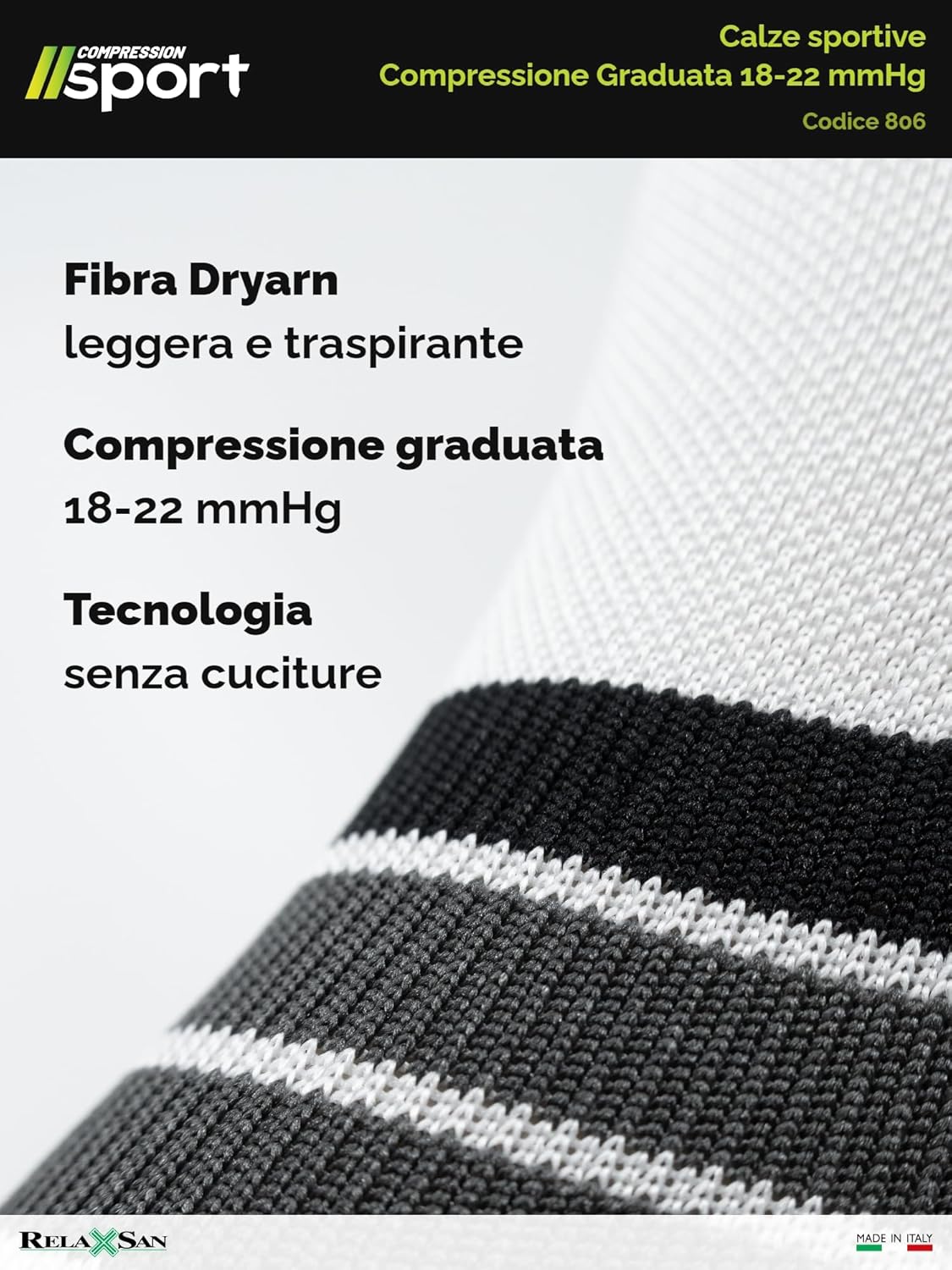 Thumbnail 2 de Relaxsan Calze Sportive Uomo e Donna a Compressione Graduata 18–22 mmHg 806, Dryarn Made in Italy