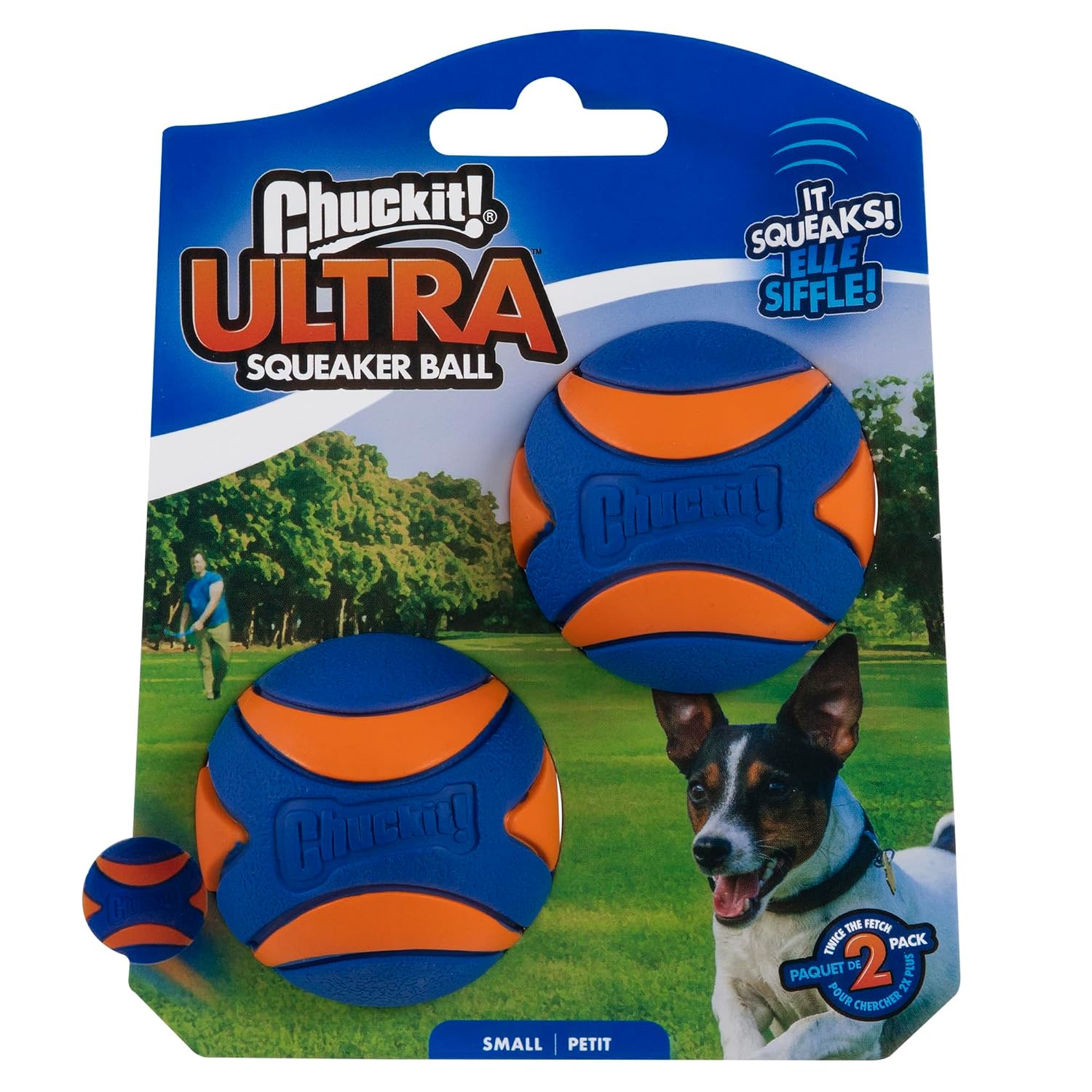 Detalle de Chuckit! Ultra Squeaker Ball (Small, 4.8 cm) – Pack of 2