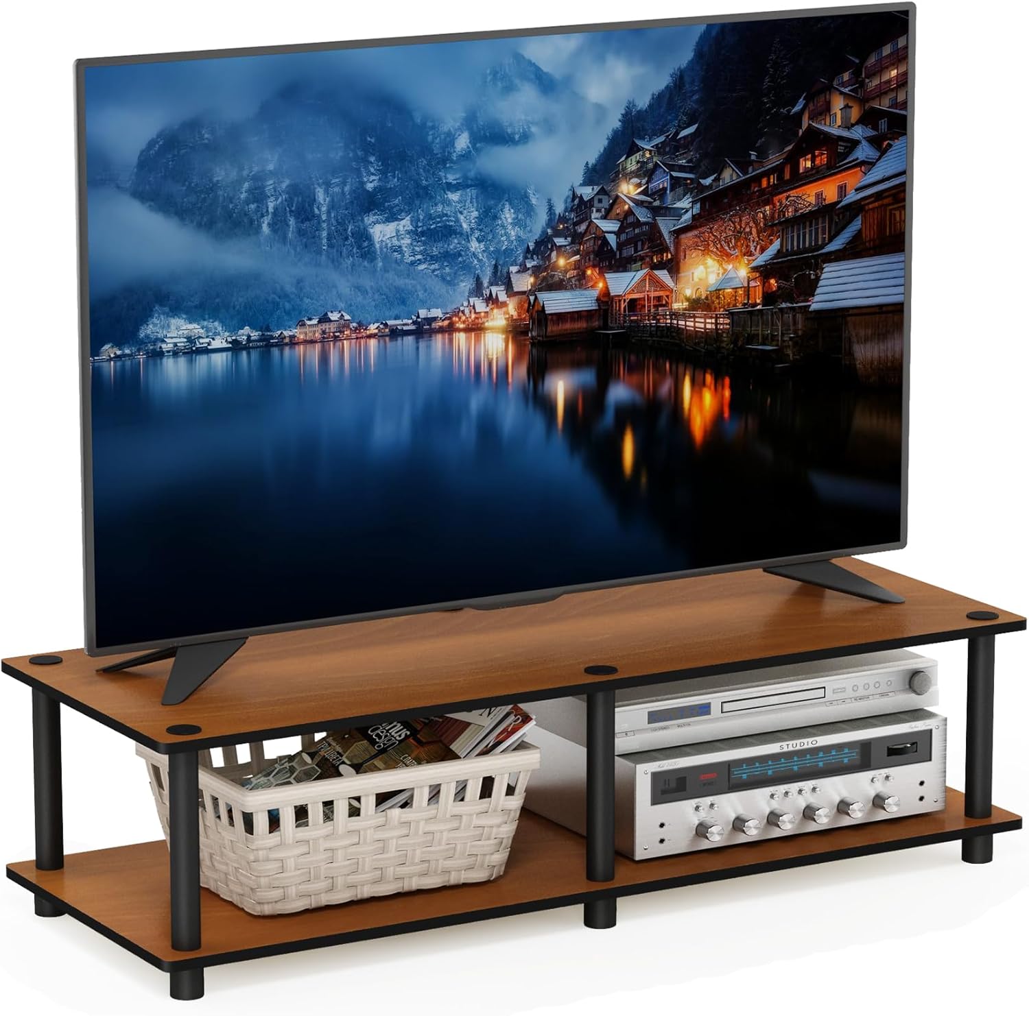 Thumbnail 4 de Furinno JUST TV Stand (No Tools) for TVs up to 46 inch in Light Cherry