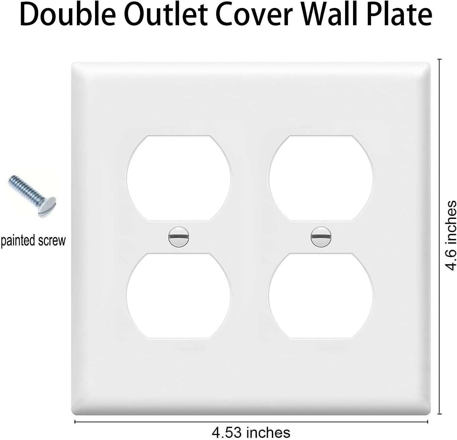 Detalle 2 de ZEFTV 2-Gang Duplex Outlet Cover Plates, White Polycarbonate, 4-Pack