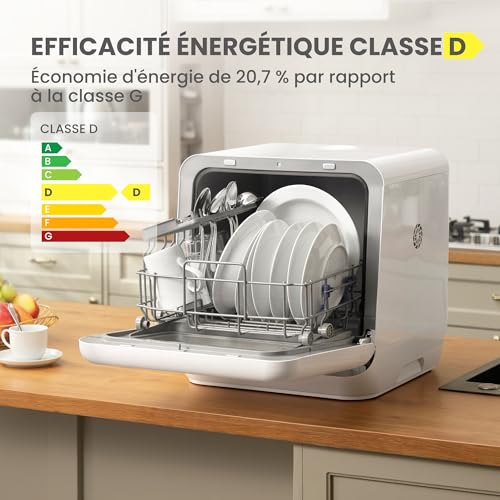 Detalle de COMFEE' Mini Lave-vaisselle de Comptoir 6 Programmes – Blanc (CDWMTO201D(W))
