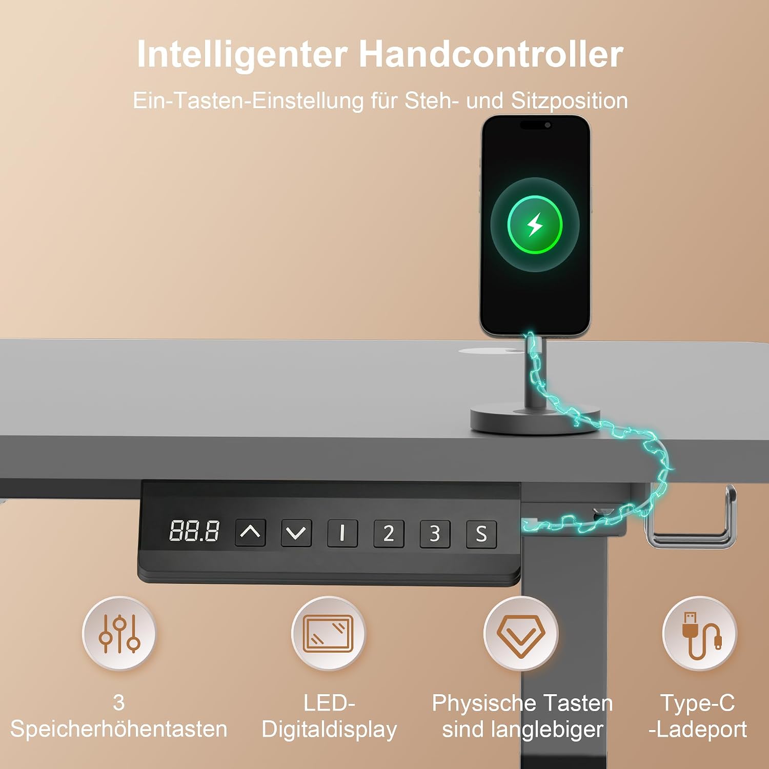 Detalle 2 de Homall elektrischer Schreibtisch bis 120 kg