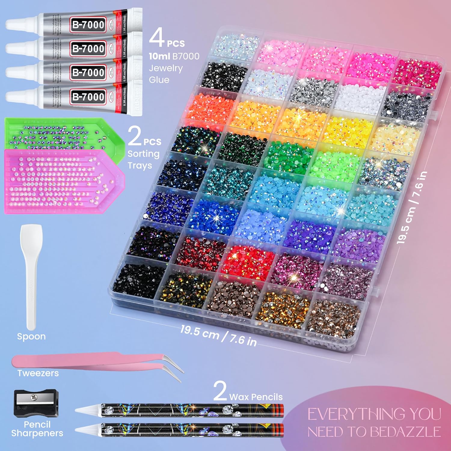 Thumbnail 2 de Lotwow 50000Pcs Bedazzling Kit with Rhinestones (3mm, 40 Colors) + Nail Gems, Glue & Accessories