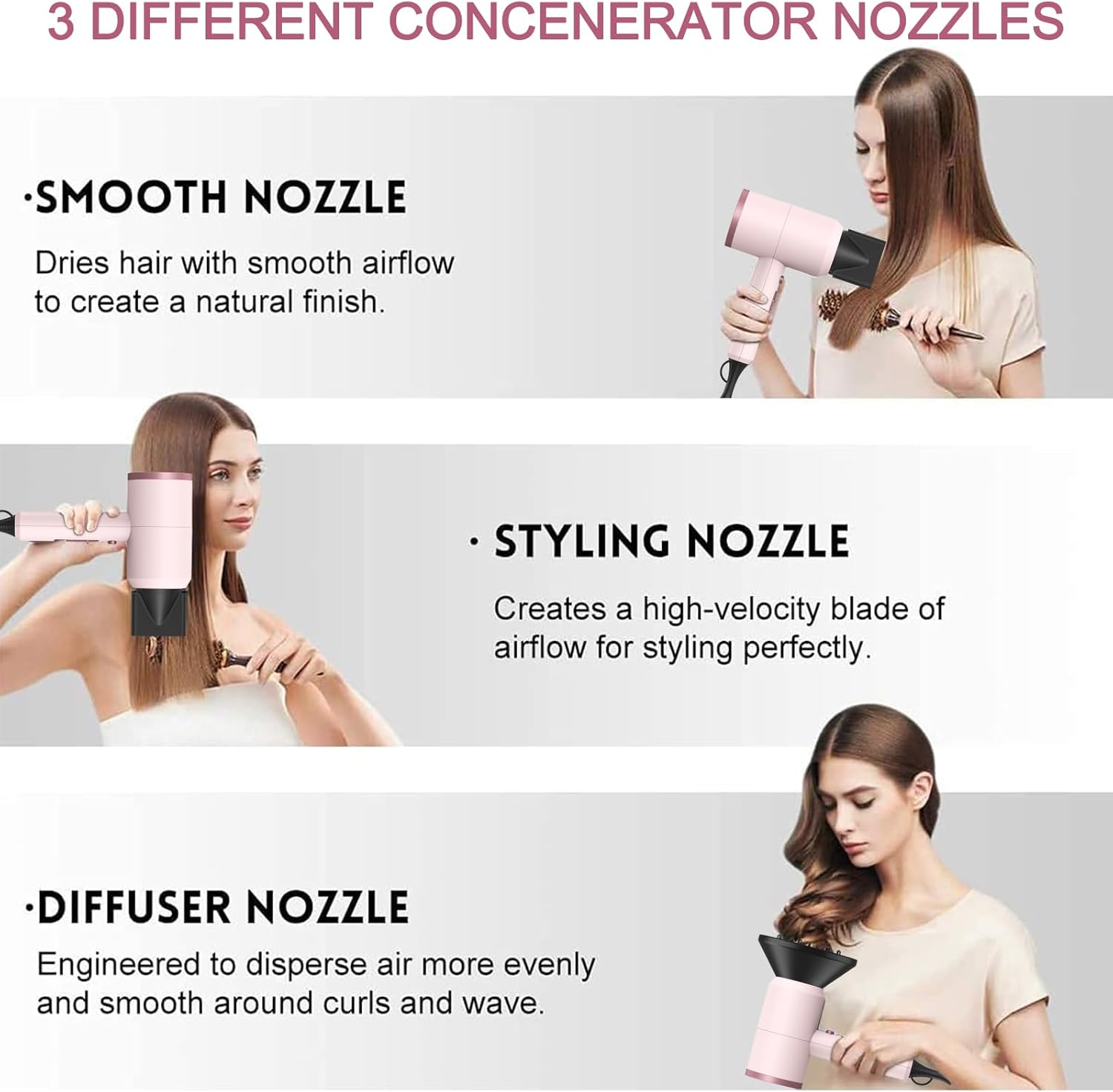 Thumbnail 2 de Slopehill Professional Ionic Hair Dryer (1800W) with 2 Concentrator Nozzles + Diffuser