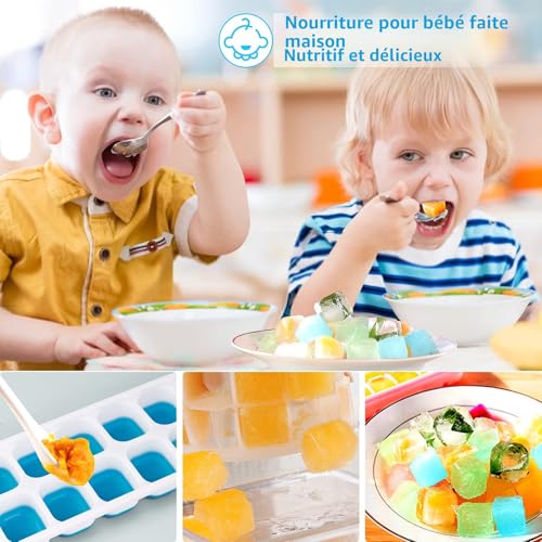 Detalle de CHILLSILA Bac à Glaçons Lot de 4 | Moule à Glaçons avec Couvercle et Empilable