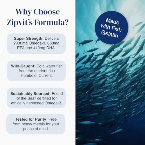 Detalle de Zipvit Omega 3 Fish Oil 2000mg – 120 Softgels (EPA 660mg / DHA 440mg)